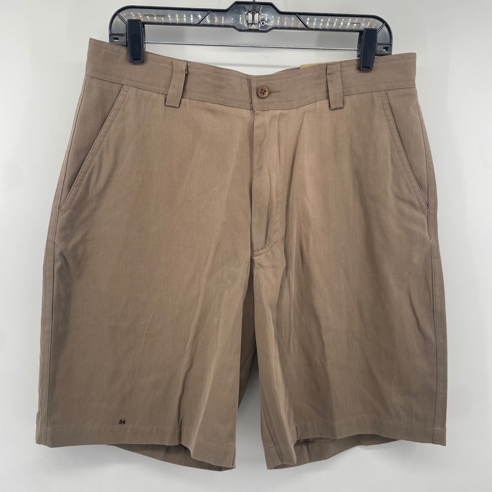 Island Shores Shorts Mens 34 Taupe Silk Cotton Blend Washable Island Wear NWT